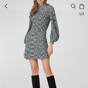 Shoshanna Blouson-Sleeve Mock-Neck Mini Dress. Size Small. Never been worn!